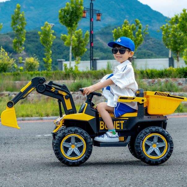 EUROBAJK Dečji bager na akumulator sa kašikom 12V, žuta - 10139