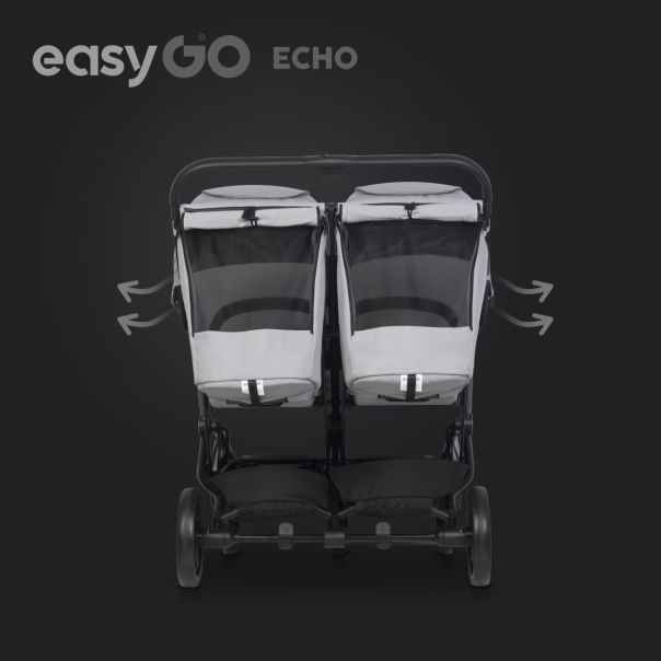EUROCART Kolica za blizance Easy go echo sage, siva - W-EA-ECHO-CG