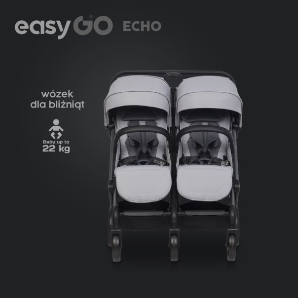 EUROCART Kolica za blizance Easy go echo sage, siva - W-EA-ECHO-CG