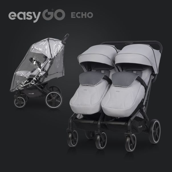 EUROCART Kolica za blizance Easy go echo sage, siva - W-EA-ECHO-CG
