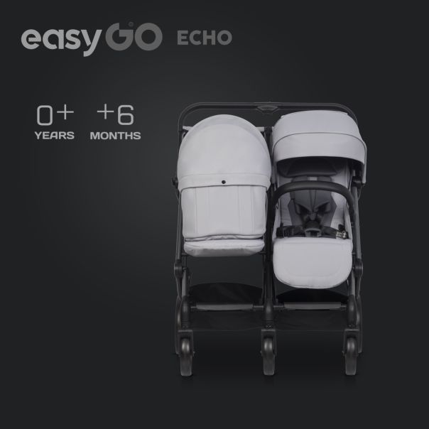 EUROCART Kolica za blizance Easy go echo sage, siva - W-EA-ECHO-CG