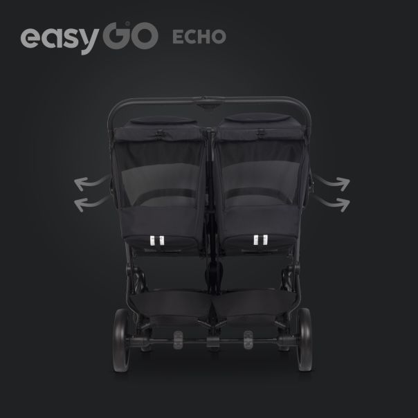 EUROCART Kolica za blizance Easy go echo sage, crna - W-EA-ECHO-EB