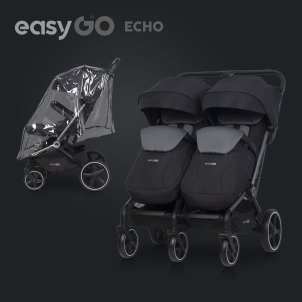 EUROCART Kolica za blizance Easy go echo sage, crna - W-EA-ECHO-EB