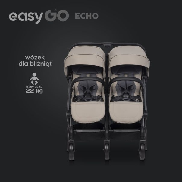 EUROCART Kolica za blizance Easy go echo sage, bež - W-EA-ECHO-SB