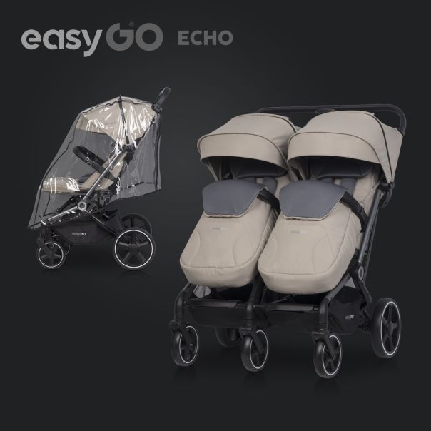 EUROCART Kolica za blizance Easy go echo sage, bež - W-EA-ECHO-SB