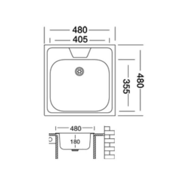 Livinox Inox ugradna sudopera EX144 Dekor 48x48cm sifon ø90 - EX-144