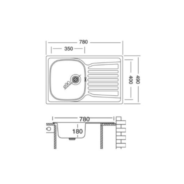 Livinox Inox ugradna sudopera EX163 Dekor 78x49cm sifon ø90 - EX-163-Dekor
