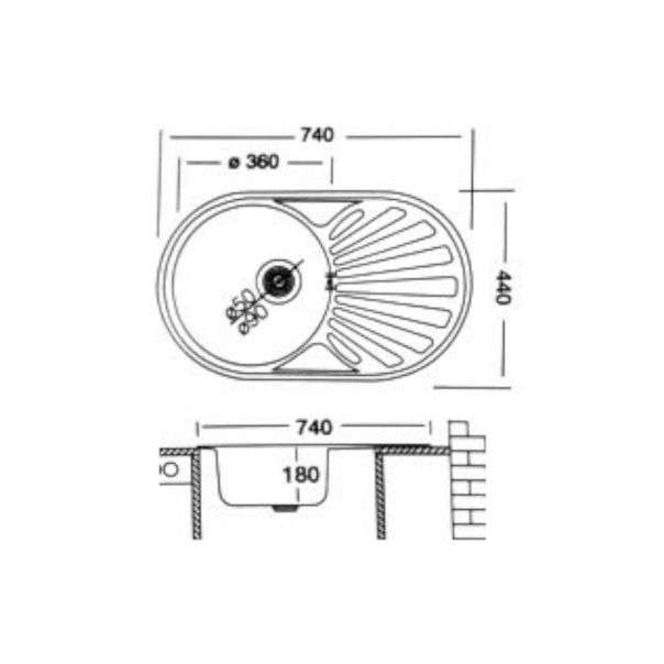 Livinox Inox ugradna sudopera EX165 74x44cm sifon ø90 - EX-165