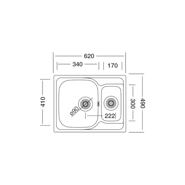 Livinox Inox ugradna sudopera EX187 62x49cm sifon ø90 - EX-187