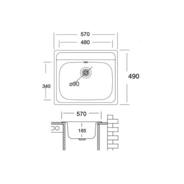 Livinox Inox ugradna sudopera EX327 Dekor 57x49cm sifon ø90 - EX-327-Dekor