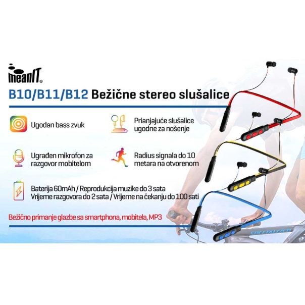 MEANIT Slušalice bežične sa mikrofonom, Bluetooth - B12 - 11653