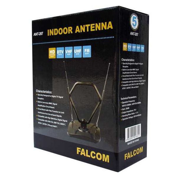 FALCOM Antena sobna sa pojačalom, UHF/VHF, crna - ANT-207 - 3935-1