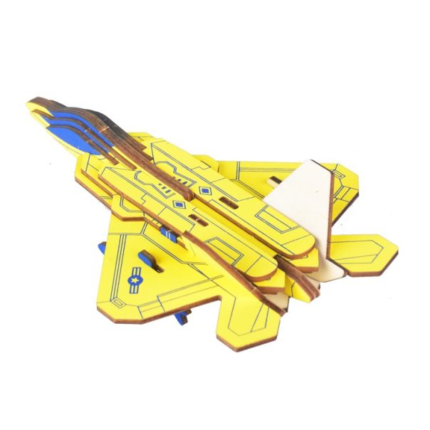 3d drvena slagalica-Žuti f-22 raptor - 9-1