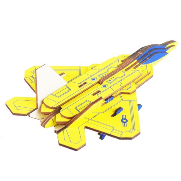 3d drvena slagalica-Žuti f-22 raptor - 9-1