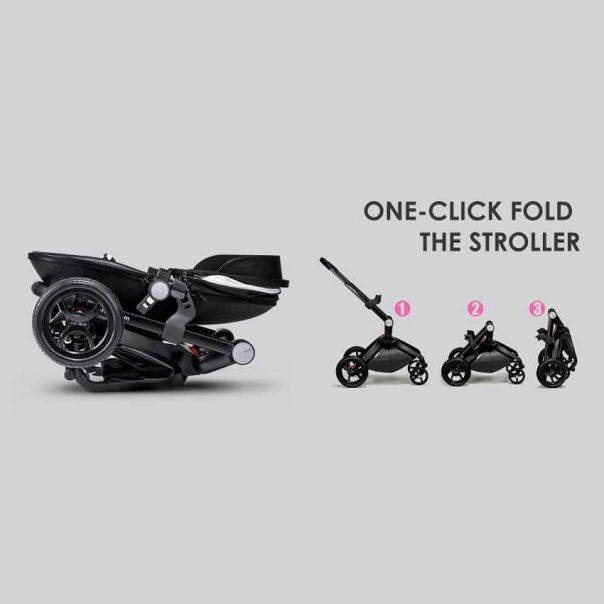 HOT MOM Kolica Black 2u1 (sportsko sedište + korpa) - F022BLACK