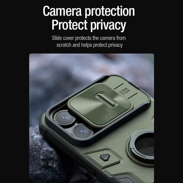 NILLKIN Maska Cam Shield Armor Pro za iPhone 15 Pro Max, zelena - F111609