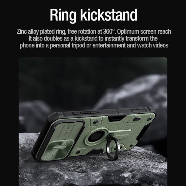 NILLKIN Maska Cam Shield Armor Pro za iPhone 15 Pro Max, zelena - F111609