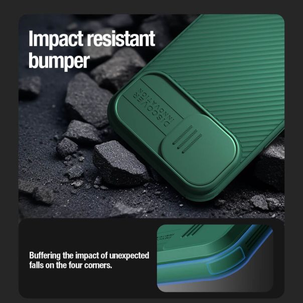 NILLKIN Maska Cam Shield Pro za iPhone 15 Pro, zelena - F111624