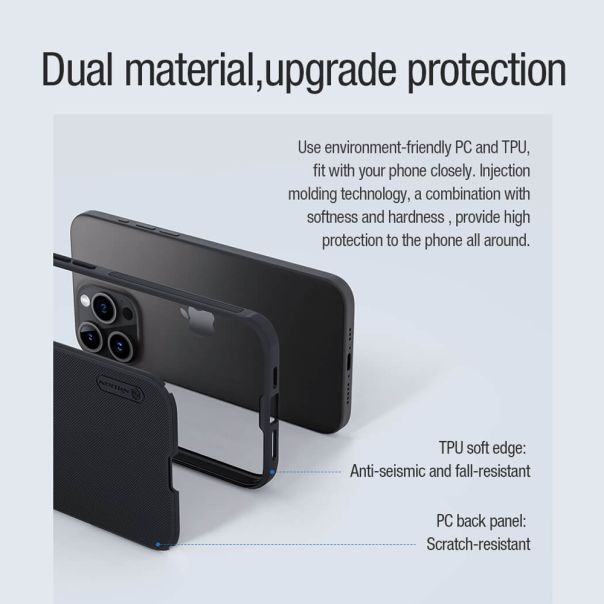 NILLKIN Maska Super Frost Pro Magnetic za iPhone 15 Pro Max, crna - F111673
