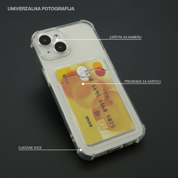 Futrola Card Pocket za iPhone 15 Plus, providna - F113327