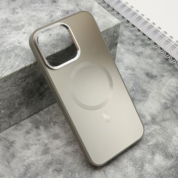 Maska COLOR METAL MagSafe za iPhone 15 Pro Max, srebrna - F119349