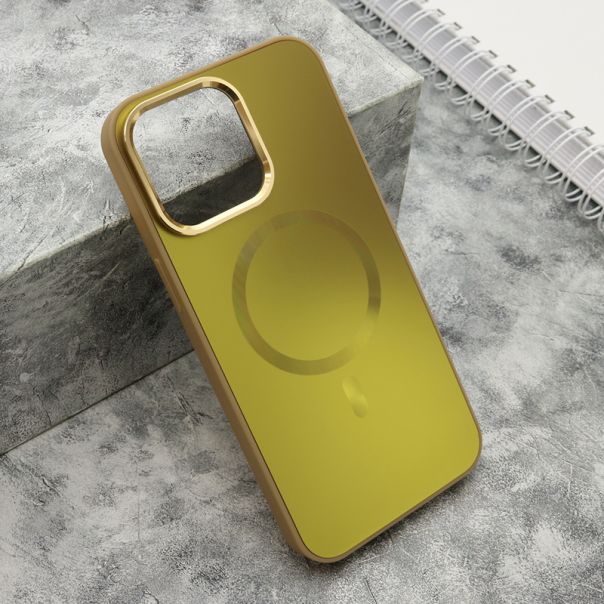 Maska COLOR METAL MagSafe za iPhone 15 Pro Max, zlatna - F119350