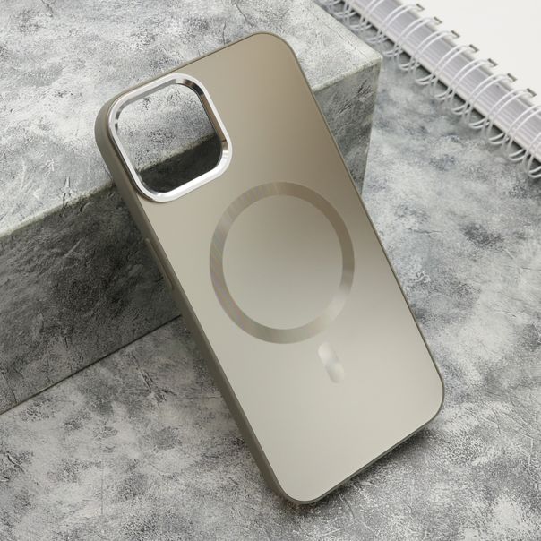 Maska COLOR METAL MagSafe za iPhone 14, srebrna - F119361