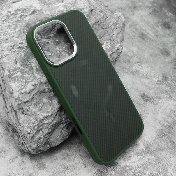 Maska CARBON MagSafe za iPhone 16 Pro Max, zelena (big camera) - F120789