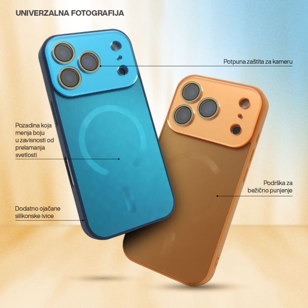 Maska za iPhone 16 Pro Max (69) COLOR METAL MagSafe srebrna (big camera) - EP2899464