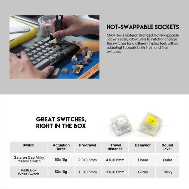 FANTECH Gejmerska mehanička tastatura MK858 MAXFIT67 CRNA (BELI SWITCH) - FT201035