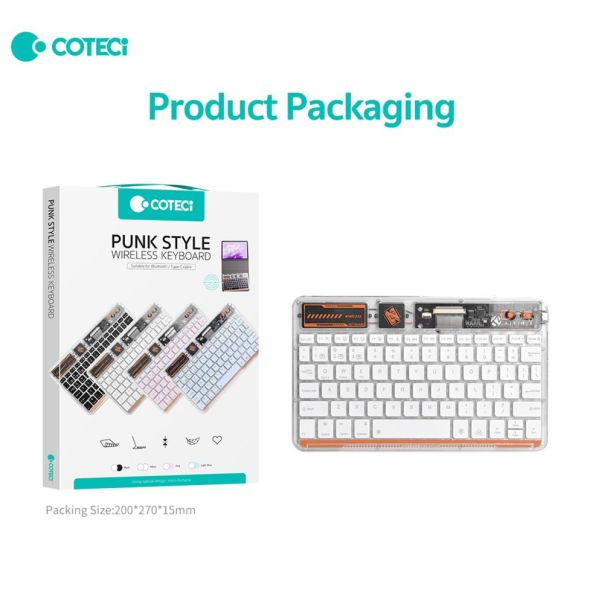 Tastatura Coteci Punk 84012 Wireless transparent plava - EP3055708