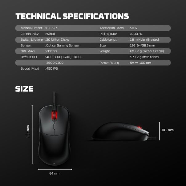 Fantech miš Gaming UX3V2S Helios II Neo crni - EP3233389