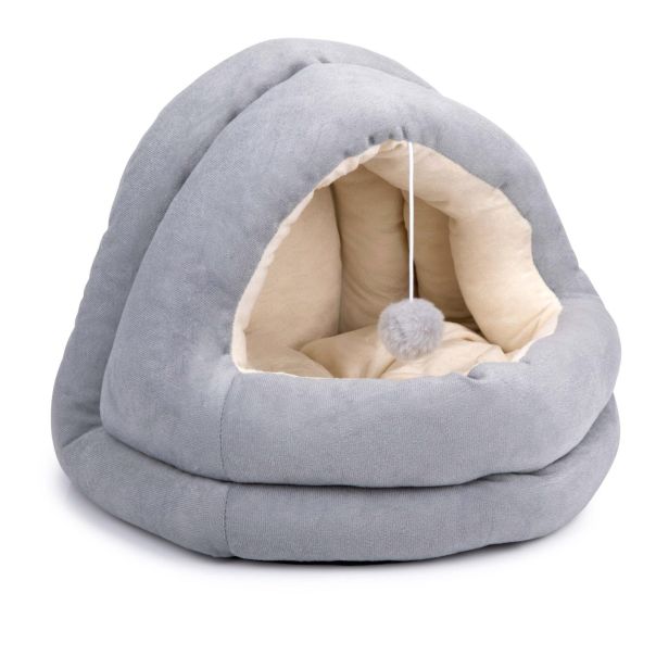 PET COMFORT Krevet za mačke sa visećom lopticom Sivo-Bež 42 × 40 × 38 cm - EP3174605