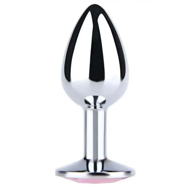 Metalni analni dildo sa roze cirkonom - ft001021