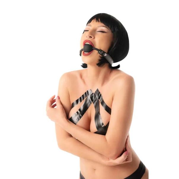 Crna silikonska kugla za usta Black Silicone Ball Gag - ff001013