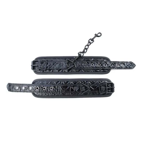 Crne lisice za ruke sa crnim lancem Black Wrist Cuffs - ff001032