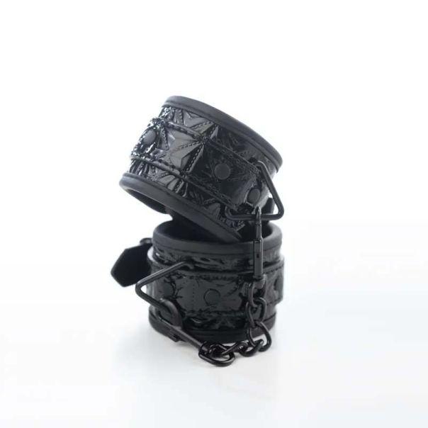 Crne lisice za ruke sa crnim lancem Black Wrist Cuffs - ff001032