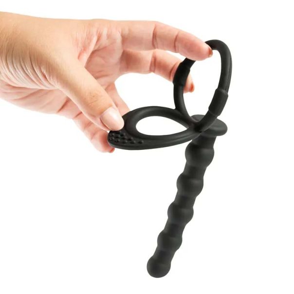 Crni silikonski dildo za duplu penetraciju - ft001095