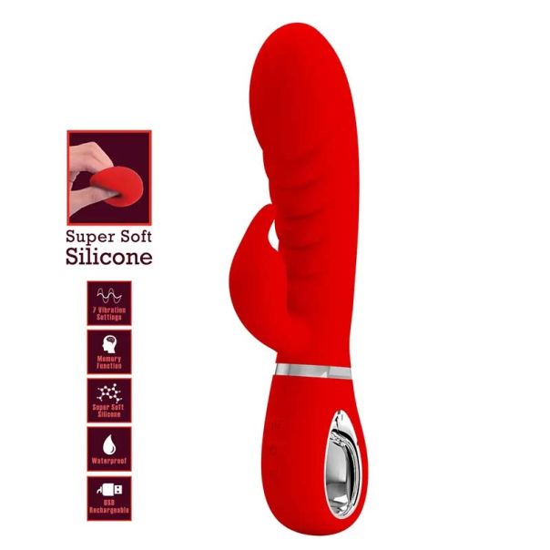 Crveni vibrator od mekanog silikona Prescott - 014635-2