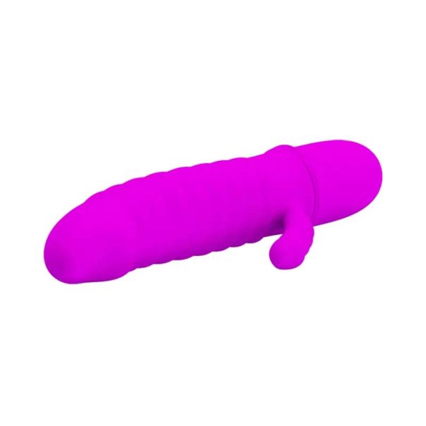 Ljubičasti silikonski vibrator sa dodatnom stimulacijom klitorisa - 014289