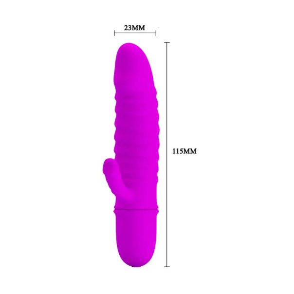 Ljubičasti silikonski vibrator sa dodatnom stimulacijom klitorisa - 014289