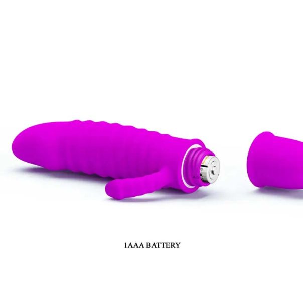 Ljubičasti silikonski vibrator sa dodatnom stimulacijom klitorisa - 014289