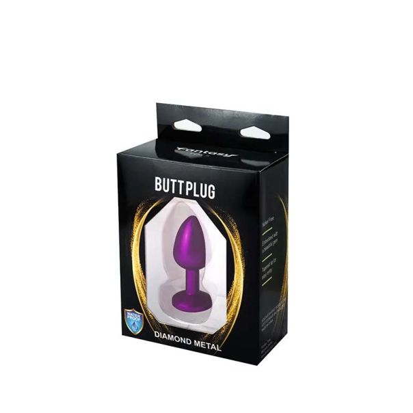 Mali ljubičasti metalni analni dildo sa dijamantom - ft001036