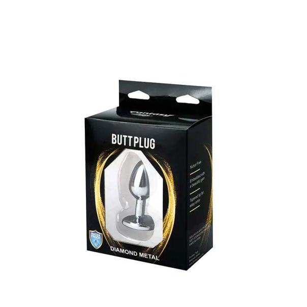 Mali metalni analni dildo srce sa crnim dijamantom - ft001041