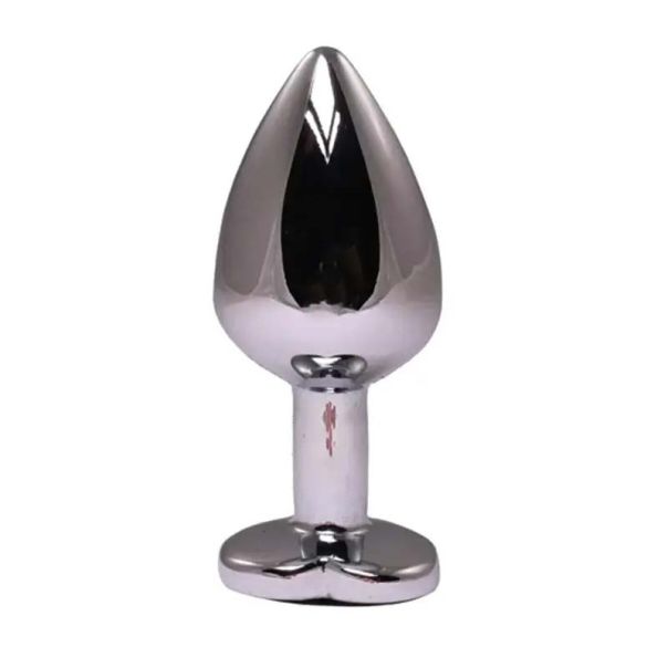 Mali metalni analni dildo srce sa crnim dijamantom - ft001041