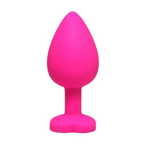 Mali rozi silikonski analni dildo srce sa dijamantom - ft001083