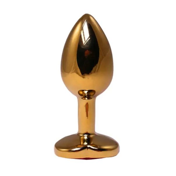 Mali zlatni analni dildo srce sa rozim dijamantom - ft001085