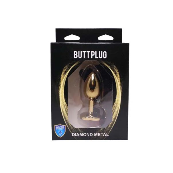 Mali zlatni analni dildo srce sa rozim dijamantom - ft001085