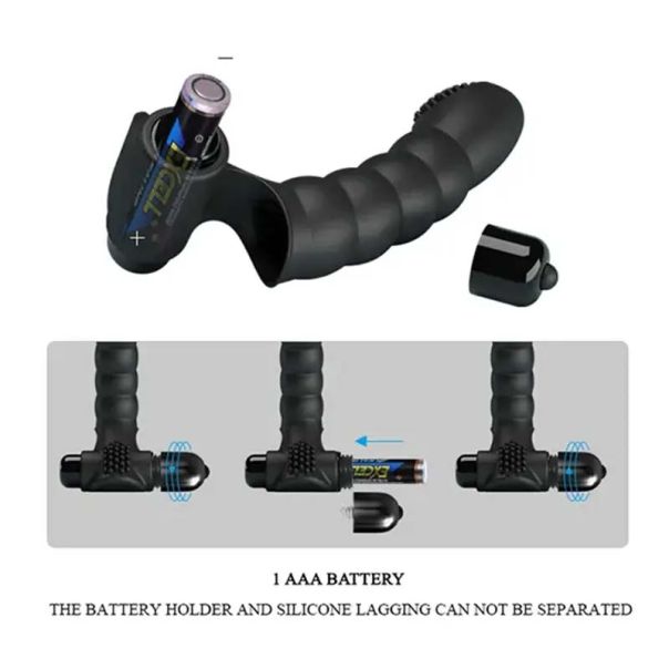 Crni masažer naprstak 10 režima vibracije - 014707