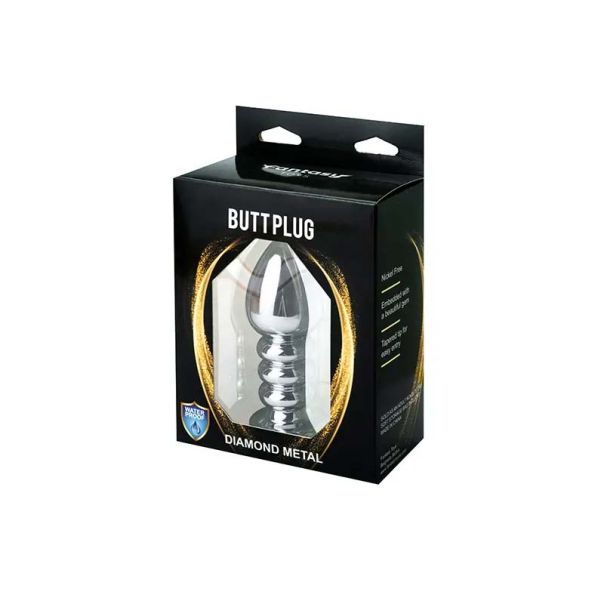 Metalni analni dildo sa crnim dijamantom 10cm - ft001057